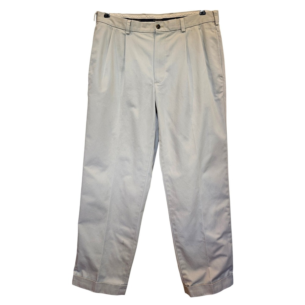 Brooks Brothers Advantage Chino Thompson Pleated Khaki Pants Mens W35 L30 35x30